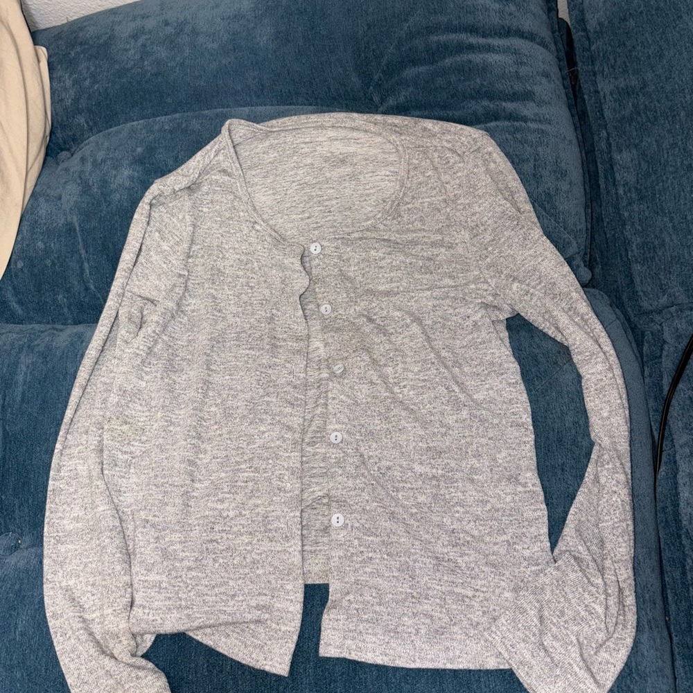 Light Gray Button-Up Cardigan